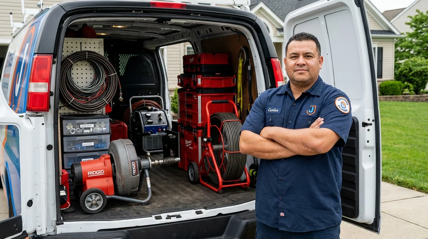 Professional drain cleaning equipment and Johns Plumbing LLC plumber in Grandview